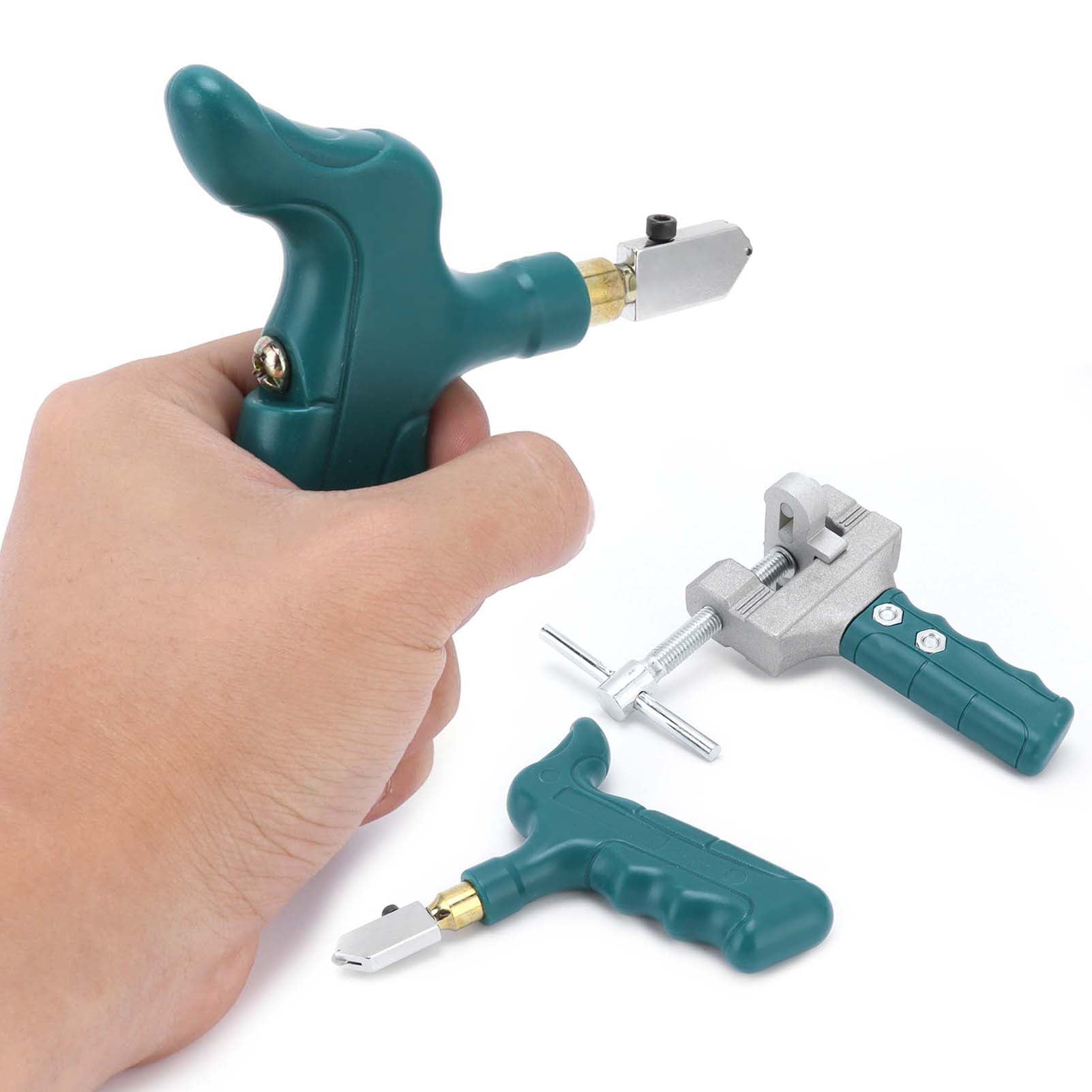 Riousery Professional Glass Cutter Kit Portable Handheld Manual Ceramic Tile Opener Cutting Tool Accessory for Precise Scoring (4.5x4.3 inches / 115x110mm)