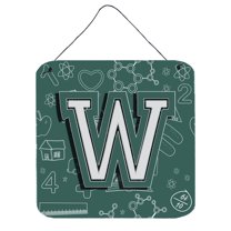 Carolines Treasures CJ2010-WDS66 Letter W Back to School Initial Wall or Door Hanging Prints 6HX6W multicolor