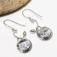 thumbnail image 2 of Dendritic Agate - Brazil 925 Sterling Silver Earring V7014, Drop/Dangle Earring, White Earring, Round Earring, Gift For Her, Dendritic Agate Earring, 2 of 4