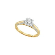 10kt Yellow Gold Round Diamond Solitaire Bridal Wedding Engagement Ring 1/10 Cttw