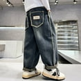thumbnail image 5 of Wdgfv Boys Fit Performance Jeans Boys Fit Ripped Distressed Denim Jeans Fashionable Kids Pants for Casual Wear Dark Blue 14-16 Years, 5 of 6