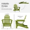 thumbnail image 4 of DuroGreen Folding Adirondack Chair With Ottoman and Side Table, Made With All-Weather Tangent Lumber, Oversized, High End Patio Furniture for Porch, Lawn, Deck, No Maintenance, , Lime Green, 4 of 8