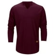 thumbnail image 3 of MIXUE Shirts For Men Summer Solid Color V Neck Long Sleeve Loose Tops Pullover T Shirts Daily-Wear,Red,XXXL, 3 of 8