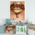 thumbnail image 3 of Designart 'Close-Up Of Woman Make-Up Of Gold Liquid Lips' Modern Framed Art Print, 3 of 4