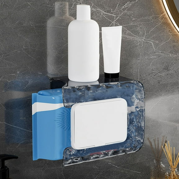 Wall Mounted Wet Wipes Dispenser with Large Opening, Clear Paper Towel Storage Box for Bathroom Kitchen, One-Hand Access Wipe Holder for Countertop or Wall Mount