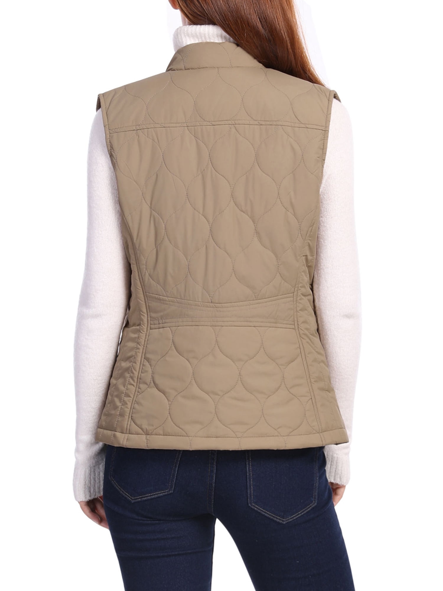 Download Unique Bargains Women Stand Collar Mock Pockets Zippered ...