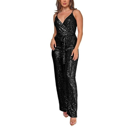 Fsqjgq Jumpsuits for Women Black Bodysuit Boho Jumpsuits for Women Plus Size High Waisted Mini Shorts Made Lace Fabric with Sparkling Sequins Belt For Stylish And Hot Lingerie: For Bed Or Dress M
