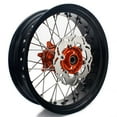 thumbnail image 4 of 17" Supermoto Complete Wheels Set Rotors Bracket Kit for EXC SX XCW EXC-F XC SXS SXF 125 150 200 250 300 350 400 450 500 505 530 SIX DAYS CNC Billet Aluminum Orange Hub Black Rim, 4 of 4