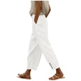 thumbnail image 2 of Nmnitkp Linen Pants Women Fashion 2026 Casual Lightweight Drawstring Elastic Waist Pants with Pockets White,2XL, 2 of 7
