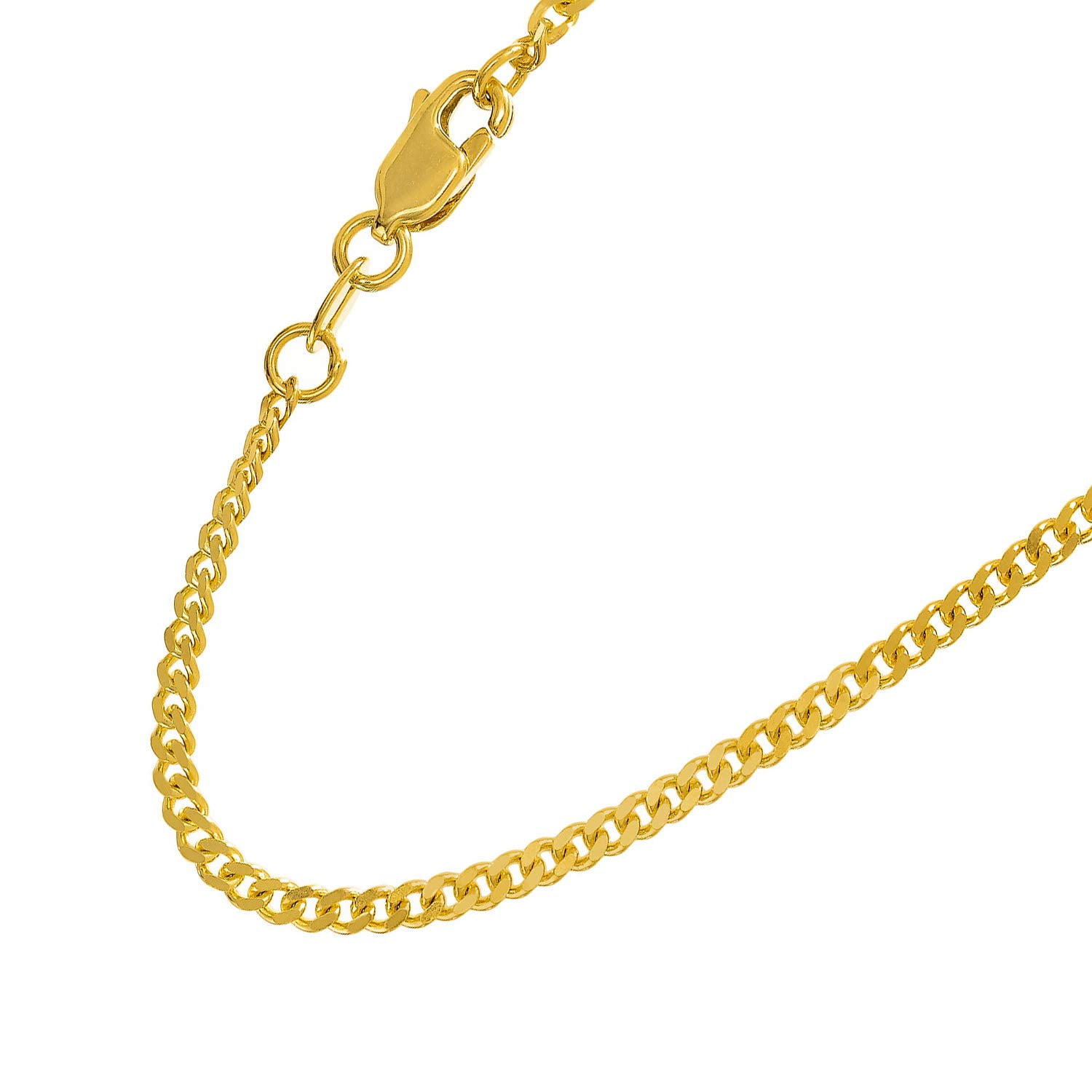 JewelStop 10k Solid Yellow Gold 1.5 Mm Gourmette Curb Chain Necklace 20" Lobster Claw Clasp - 2.88gr.