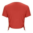 thumbnail image 6 of Fartey Crop Tops for Women Soft Comfy Crewneck Short Sleeve Shirts Slim Fit Summer T Shirts Solid Color Tees Y2k 2025 Trendy Blouses Red L, 6 of 7