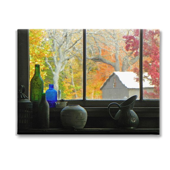 Stupell Industries Fall Foliage in Window Landscape Photography Gallery Wrapped Canvas Art Print Wall Art, 40 x 30