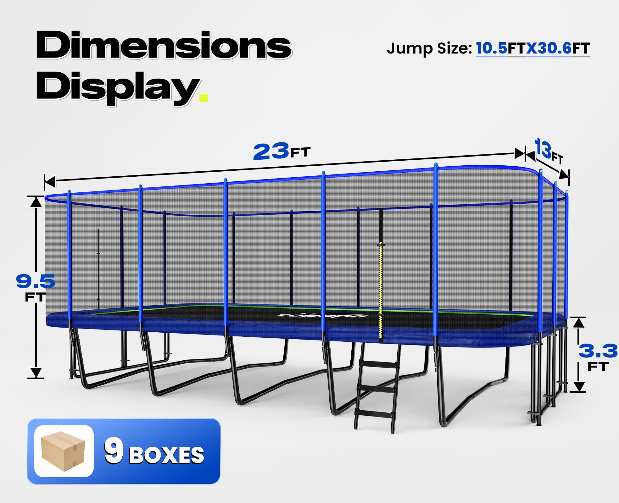 Zupapa 13x23 FT Rectangle Trampoline for Kids & Adults, Outdoor