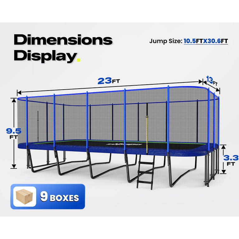 Zupapa 13x23 FT Rectangle Trampoline for Kids & Adults, Outdoor