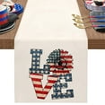 thumbnail image 4 of 4th of July Patriotic Table Runner, American Flag Theme 100% Flax Linen Indoor Outdoor Kitchen Dining Table Decor, Holiday Centerpiece for Home Party Decorations C, 4 of 4