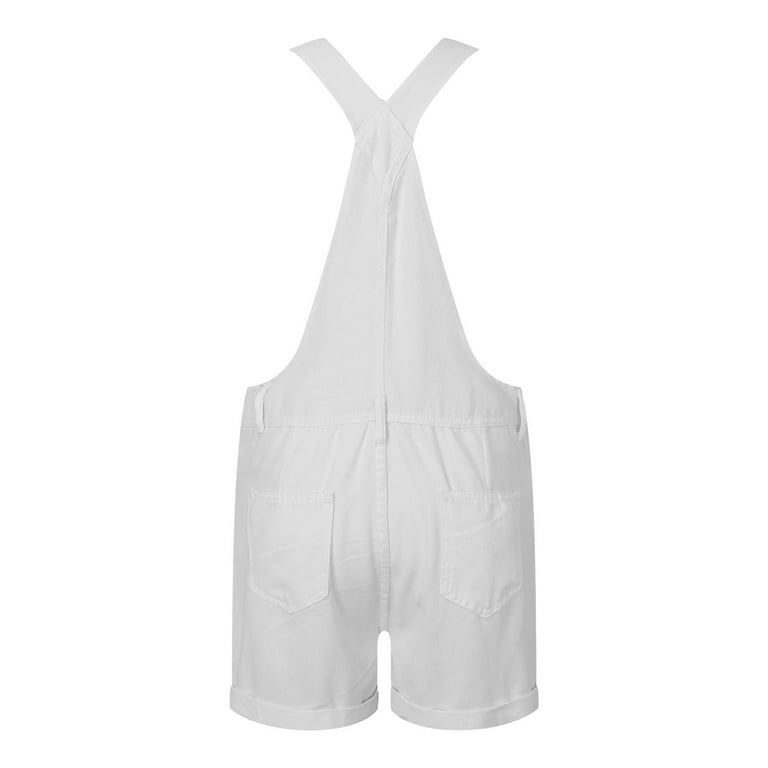 Quealent Women's Denim Shortalls Adjustable Straps Bib Overalls