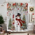 thumbnail image 7 of Shower Curtain 72"W x 72"L Christmas Snowman Poinsettia Snowflakes Gray Fabric Shower Curtains Set with Hooks Water Repellent Bathroom Curtains Machine Washable Bathroom Accessories, 7 of 7