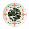 Camouflage Line Art Grain Illustration Pattern Flower Ceramics Plate Tableware Dinner Dish