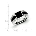 thumbnail image 3 of Solid 925 Sterling Silver Diamond and Onyx Men's Ring Band Size 9.5 (.05 cttw.), 3 of 5