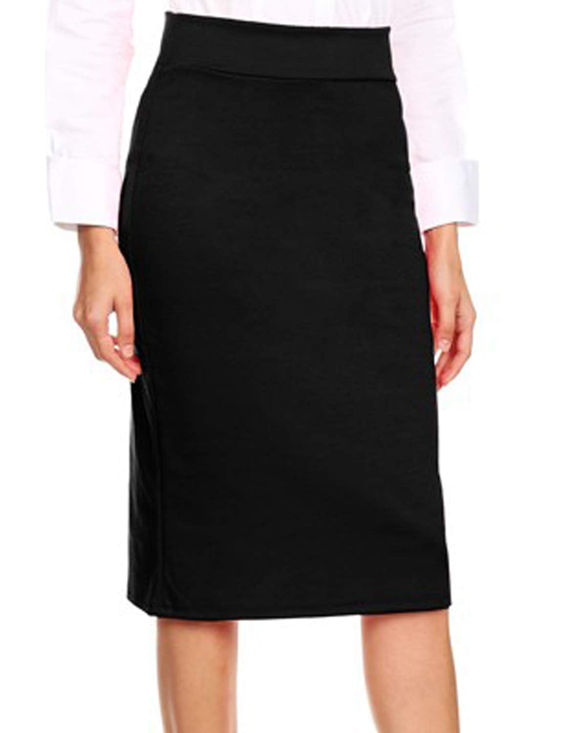 J. METHOD Women's Midi Skirt Basic Elastic Waist Knee Length Slim Fit ...