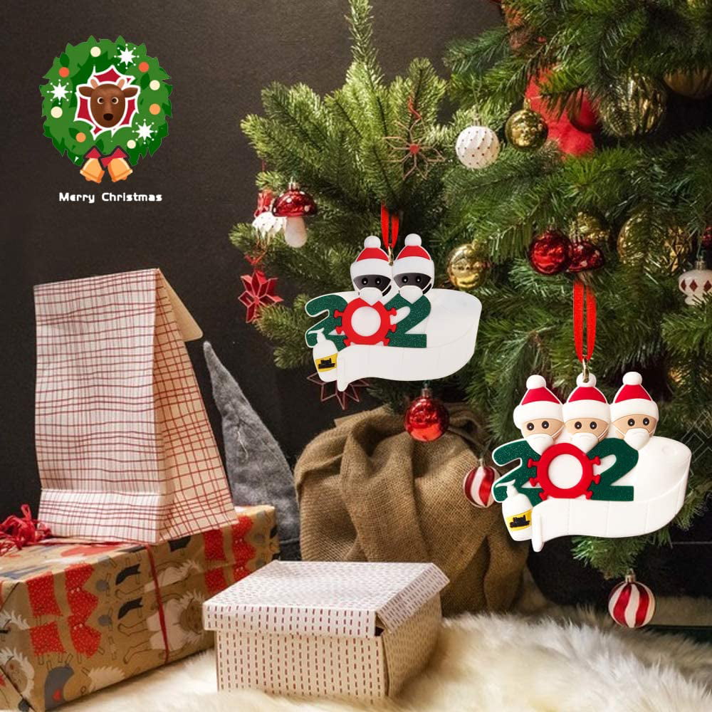 People of 3 Creative Gift for Family. 2020 Christmas Ornament Family Members DIY Survived Family Customized Christmas Decorative Kit Xmas Tree Hanging Ornaments