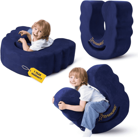 Ted Kangaroo Smiling Critters Sensory Soft Squeeze Seat for Kids, Vinyl Compression Chair, Rocking Design, Washable Cover
