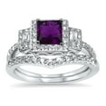 thumbnail image 4 of LaRaso & Co His Her Wedding Rings Amethyst CZ Bridal Engagement Wedding Set Sterling Silver 9/10, 4 of 7