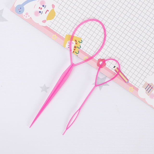 1 Pair Hair Tail Tools, Hair Braid Accessories Ponytail Maker,French Braid Tool Loop for Hair Styling, 2pcs, 1 Color