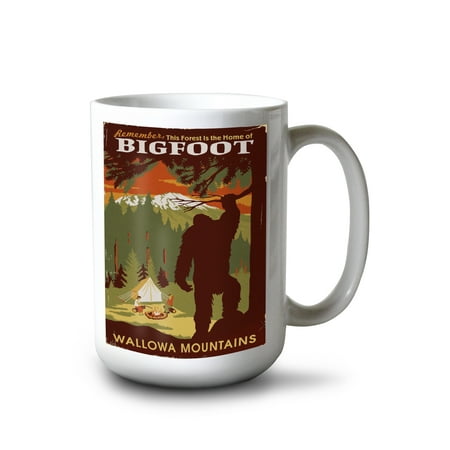 

15 fl oz Ceramic Mug Wallowa Mountains Oregon Home of Bigfoot Dishwasher & Microwave Safe