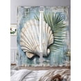 thumbnail image 3 of Blue Coastal Sheer Curtains 84 Inch Length 2 Panels Set, Retro Botanical Beach Nautical Shell Voile Window Treatment Rod Pocket Curtains Sheers Drapes for Bedroom/Living Room/Kitchen 52"x84"x2, 3 of 7
