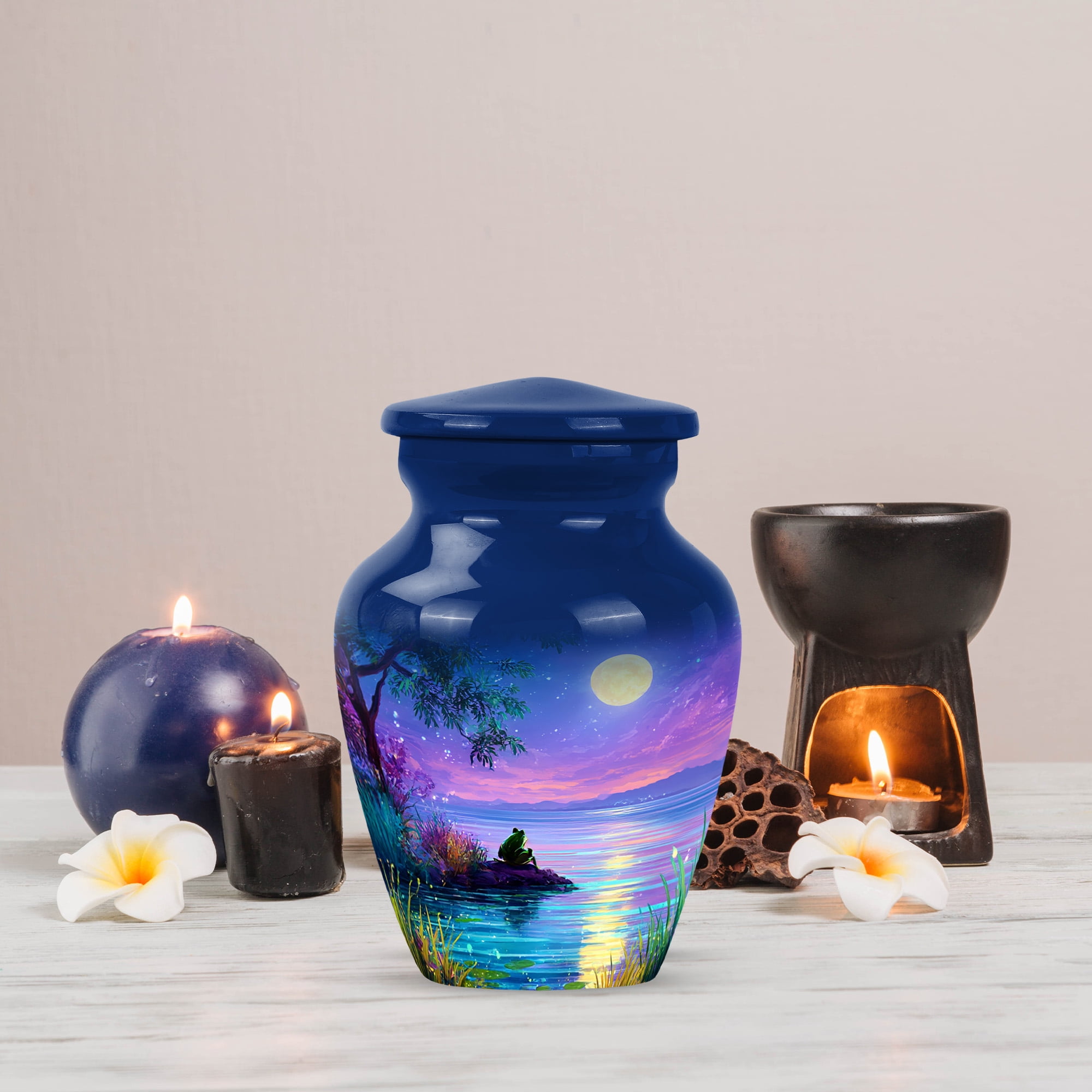 MUKTIVE Frog Urn for Ashes for Women Burial, Keepsake Memorial Moon Urns for Adult Male, Funeral Mini Cremation Urn for Mother & Father, Unique Urns for Human Ashes Adult Female, 3 Inch