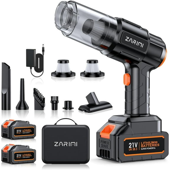 Portable Cordless Car Vacuum - 50,000Pa High Power Dust Buster, 6-in-1 Handheld Vacuum for Home, Car, Pet Hair & Keyboard, Black