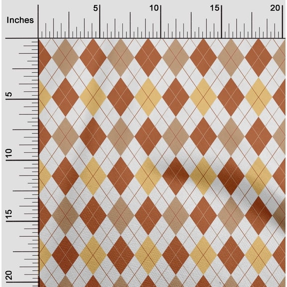 oneOone Cotton Silk Orange Fabric Argyle Check Diy Clothing Quilting Fabric Print Fabric By Yard 42 Inches Wide