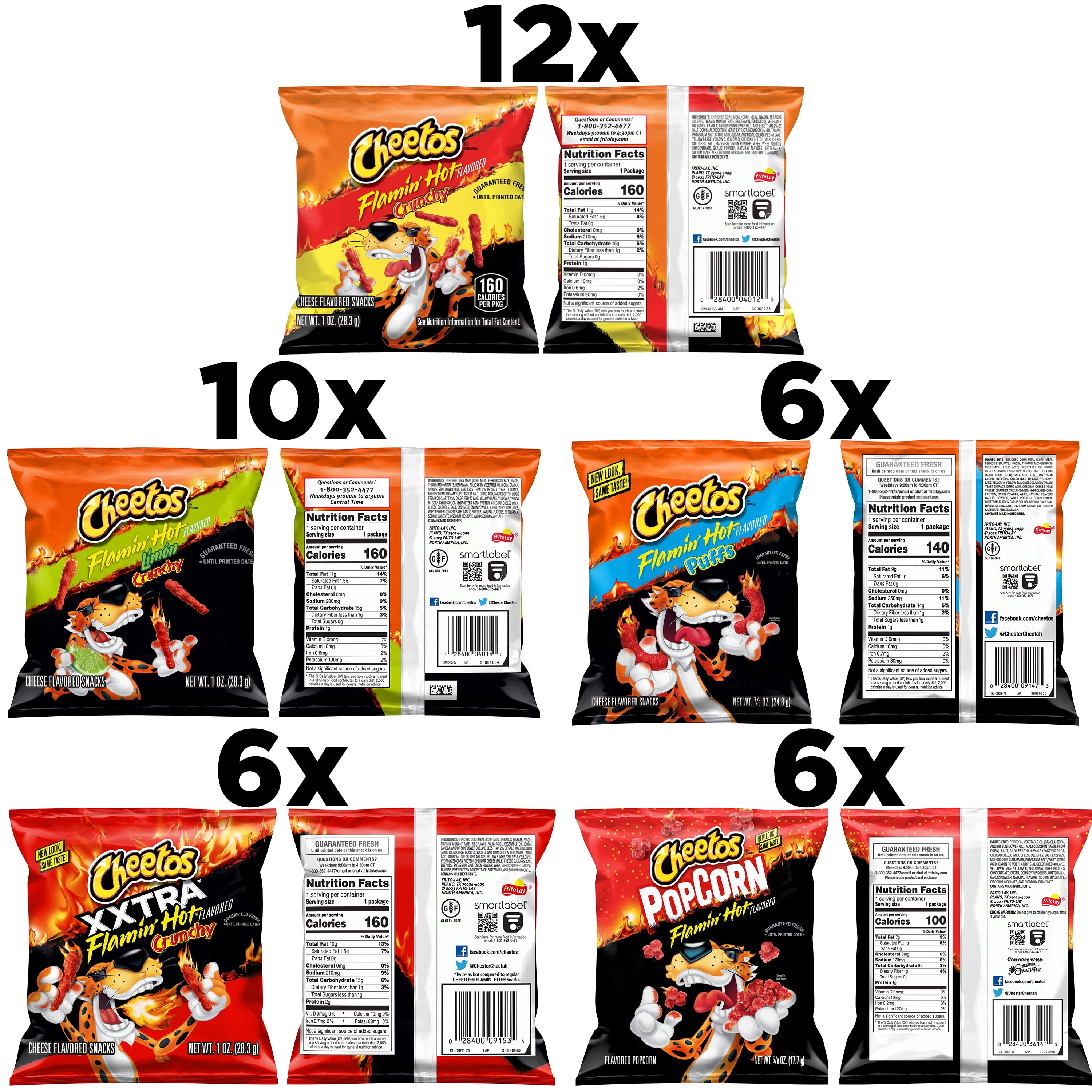 (2 pack) Cheetos Flamin' Hot Mix Variety Pack Snack Chips, 40 Count