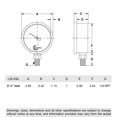 thumbnail image 4 of CARBO Instruments Medidor de presión de acero inoxidable con doble pantalla (0-5000 psi/kPa) - 2 1-2"" Medidor de gas de aceite de aire lleno de líquido de glicerina con lente de policarbonato y conex, 4 of 4