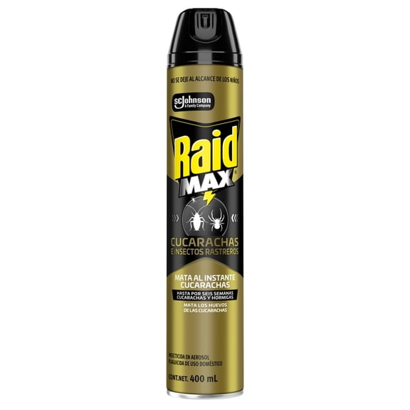 Insecticida en Aerosol Raid Max Cucarachas e Insectos Rastreros 400 mL