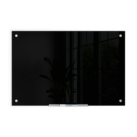U Brands Black Tempered Glass Dry Erase Board, 35 x 23 inches, 170U