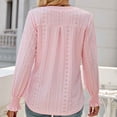thumbnail image 5 of IROINNID Reduced Womens Long Sleeve V-Neck Shirts Lounge Comfortable Solid Color Ruffle Sleeve Tops Blouse,Pink, 5 of 5