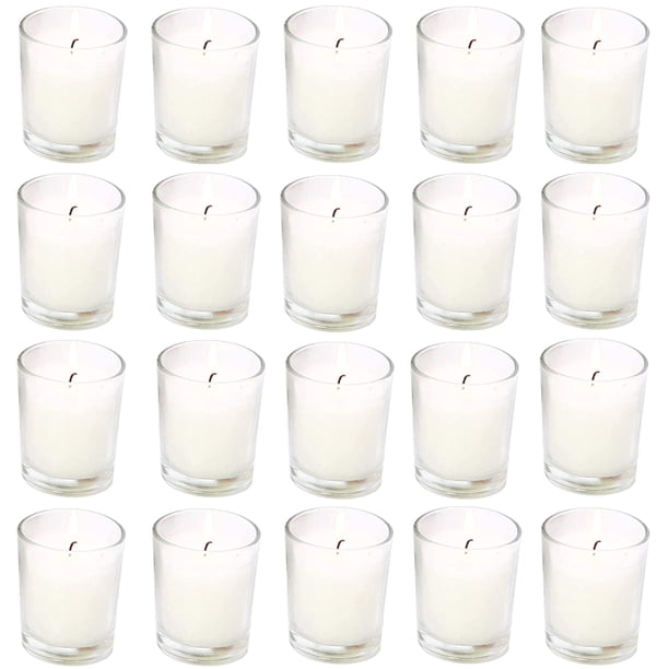 Velas votivas YIH, rellenas de vidrio blanco cálido sin perfume, 20 unidades