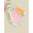 thumbnail image 3 of Bagilaanoe Newborn Baby Girl Boy Rompers Contrast Color Long Sleeve Bodysuits 6M 12M 18M 24M Infant Casual One Piece Short Jumpsuit, 3 of 9