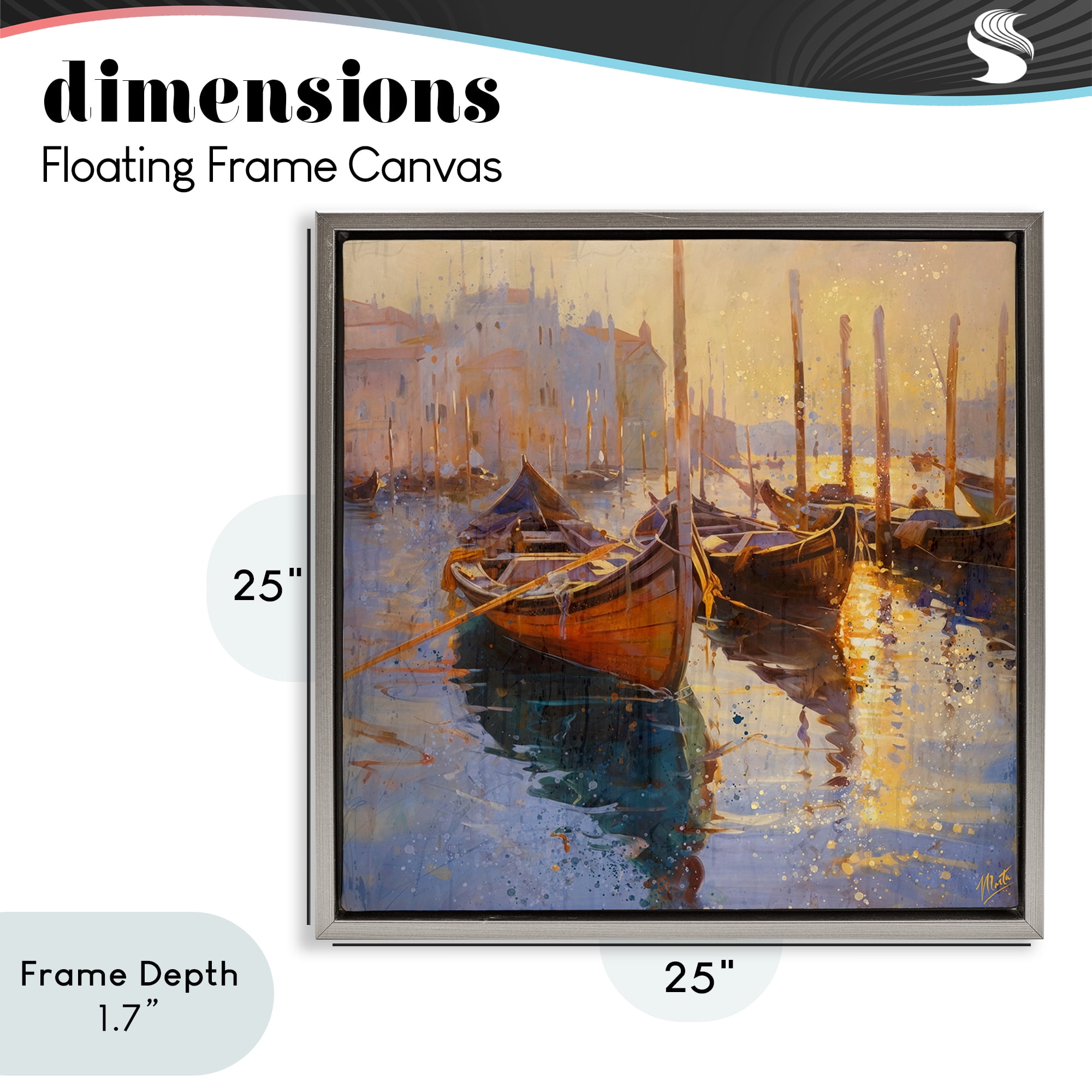 Stupell Industries Speckled Venice Boats Gray Framed Floater Canvas Wall Art, design by Marta Wiley