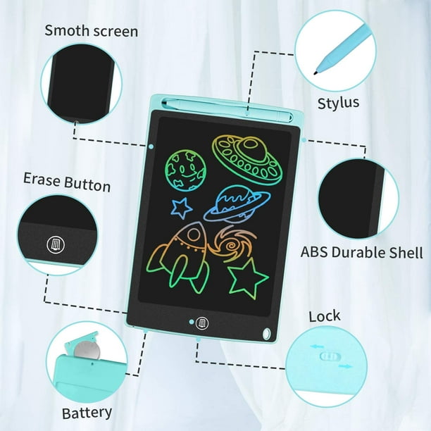 Tablette d'écriture LCD 15 pouces doodle board bloc de dessin coloré  rechargeable avec 2 stylets