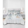 thumbnail image 3 of Blue Coastal Queen Size Down Alternative Comforter, Lightweight Comforter Quilt Bedding Set with Pillow Shams Eucalyptus Leaves Summer Beach Starfish All Seasons Bed Comforter Duvet Insert 90"x96", 3 of 7