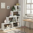 thumbnail image 2 of Spaco 6 Cubes Ladder Shelf Corner Bookshelf Storage Bookcase-White, Tall Bookshelf, Shelves for Living Room, Home Office, Bedroom, Balcony, 2 of 11