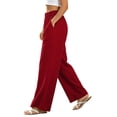 thumbnail image 4 of Otvok Women High Waist Linen Casual Pants, Ladies Elastic Waist Loose Fit Wide Leg Palazzo Beach Walking Trousers, 4 of 7