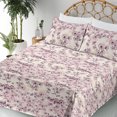 thumbnail image 3 of Ambesonne Nature Fitted & Flat Sheet with Sham 3 Pcs Set, Traditional Floral Sketchy, Twin, Rose Eggshell Plum, 3 of 5