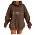 thumbnail image 2 of EchfiProm Womens Cute Sweatshirt with Pockets Oversized Hoodies Hooded Floral Brown Long Sleeve Pullover Tunic Tops for Womem, 2 of 4