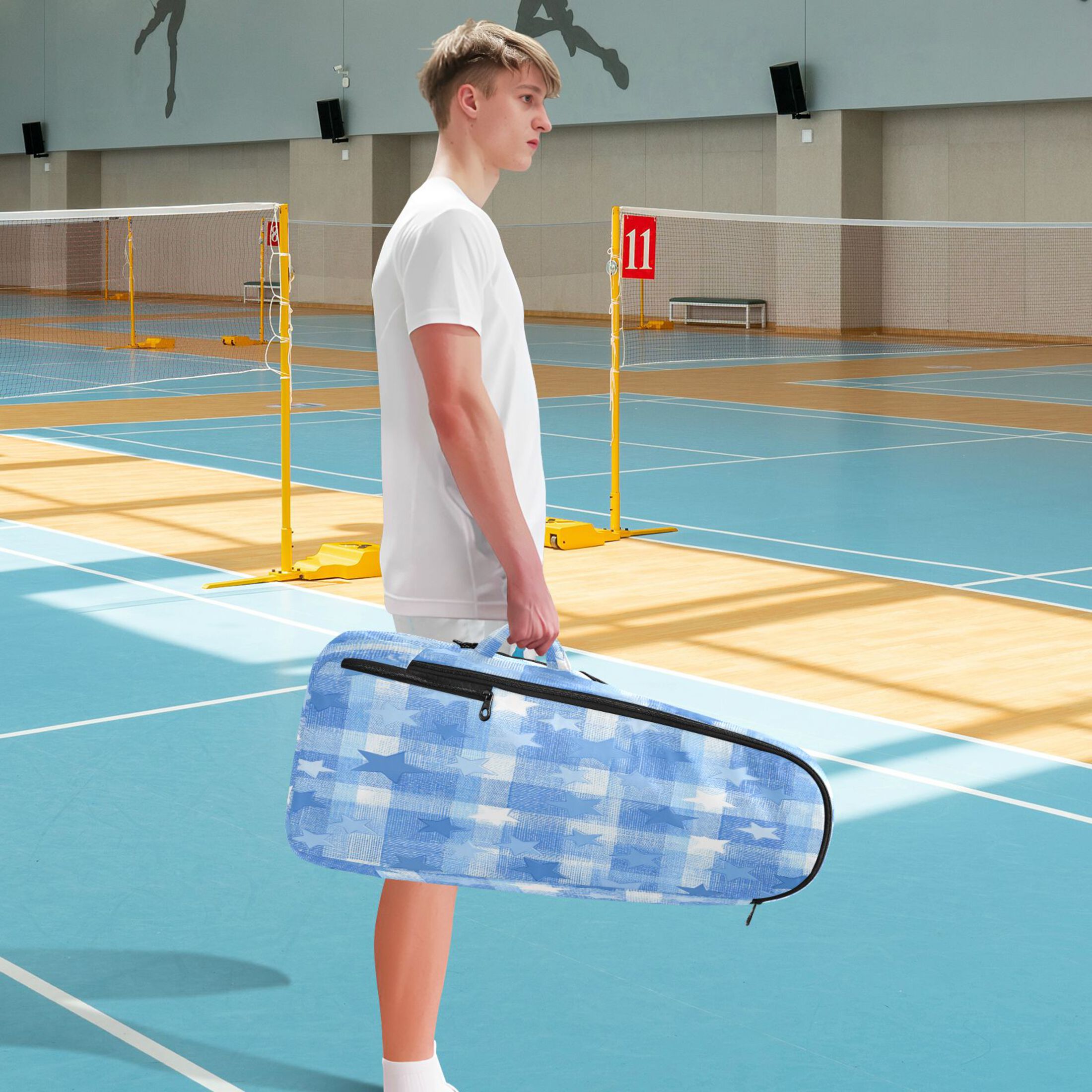 2 Racquet Holder Tennis Backpack Tennis Racket Covers Gym Bags Gentle Blue Stars