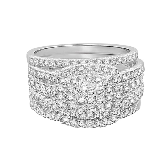 10K WHITE GOLD 2.25 CARAT WOMEN REAL DIAMOND ENGAGEMENT RING 2 WEDDING BAND BRIDAL SET