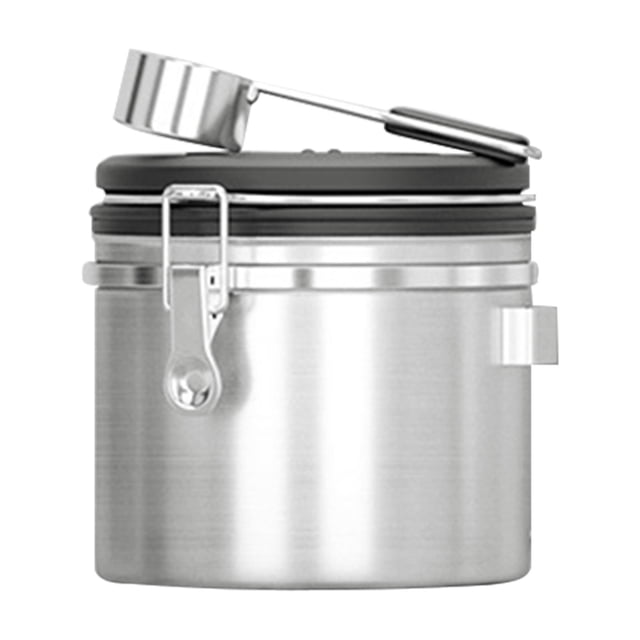 EGNMCR Storage Containers Coffee Canister, Airtight Stainless Steel Kitchen Food Storage Container With Date And Scoop For Grounds Coffee,Beans, Tea, Flour, Cereal, Sugar(1.2L) Storage jars